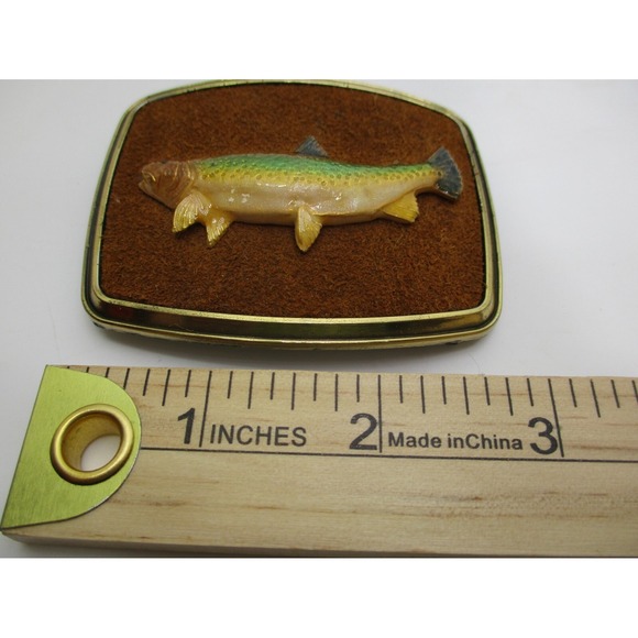 1979 Raintree Rainbow Trout Belt Buckle 24k Gold Overlay ! - Picture 6 of 12